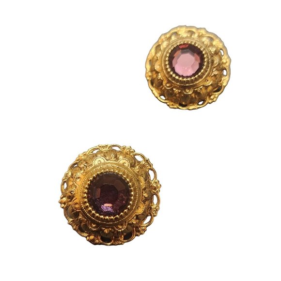 Vintage Signed La Contessa by Mary De Marco Glass Raised Clip Earrings (A4008) - Picture 2 of 4